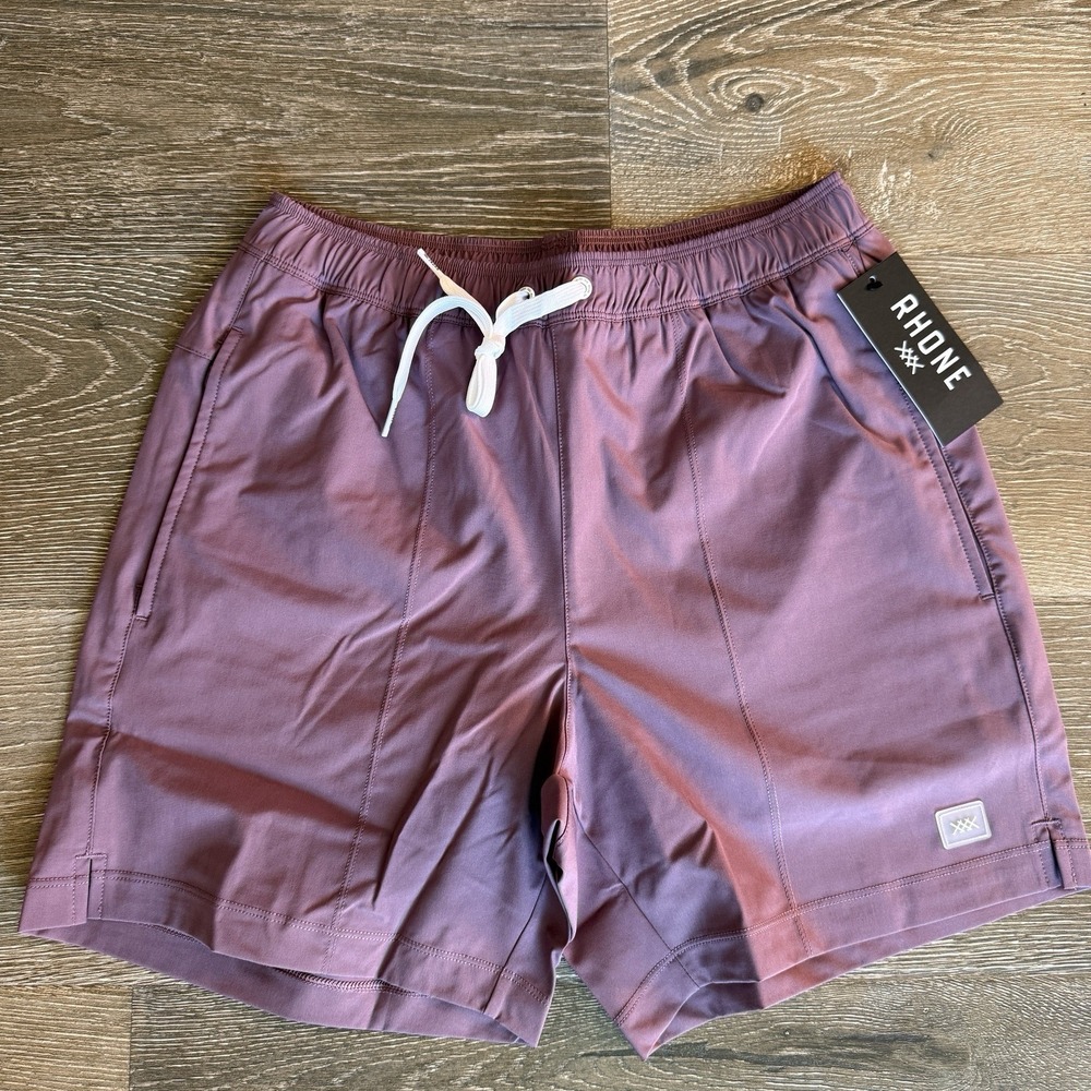 Rhone R&R Swim Trunks Shorts Men's Size Small Plum Stretch Lined Zip Pockets $88